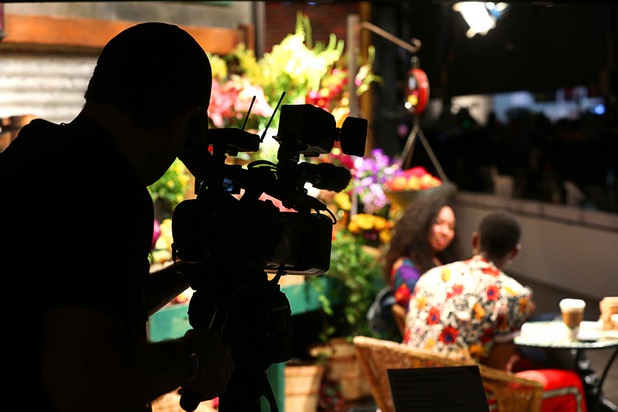 A videographer checks out an 8K camera during the National Association of Broadcasters (NAB) show at the Las Vegas Convention Center Tuesday, April 10, 2018. The convention runs through April 12 and is expected to draw more than 100,000 attendees from 160 countries.