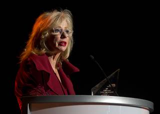 Jan Jones Blackhurst, executive vice president of Public Policy & Corporate Responsibility at Caesars Entertainment and former Las Vegas Mayor, speaks during 9th annual Corks and Forks Gala for Planned Parenthood Southern Nevada at the Hard Rock Wednesday, April 18, 2018.