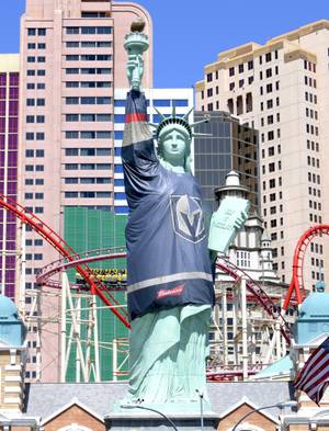 Lady Liberty with VGK Jersey - Las Vegas Sun News