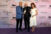 LAS VEGAS, NV - APRIL 28: (L-R) Co-Founder and Chairman of Keep Memory Alive Larry Ruvo, Pitbull, Co-Founder and Vice-Chairman of Keep Memory Alive Camille Ruvo attend the 22nd annual Keep Memory Alive 'Power of Love Gala' benefit for the Cleveland Clinic Lou Ruvo Center for Brain Health at MGM Grand Garden Arena on April 28, 2018 in Las Vegas, Nevada.