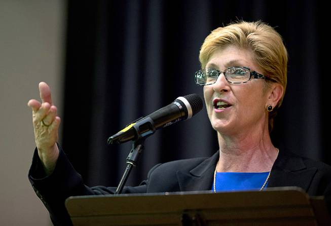 Chris Giunchigliani, Clark County commissioner and Democratic candidate for Nevada governor, speaks during a gubernatorial candidates accountability session with Nevadans for the Common Good at Saint Elizabeth Ann Seton Church in Summerlin Tuesday, May 8, 2018.