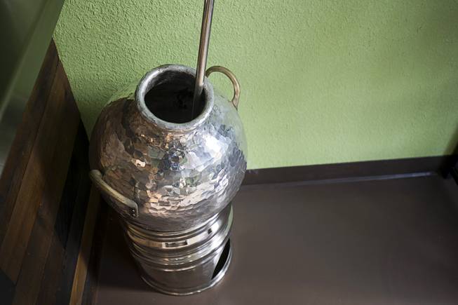 A traditional Egyptian cooking pot is displayed at Pots, an Egyptian vegetarian restaurant at 1745 S. Rainbow Blvd., Tuesday, May 8, 2018.