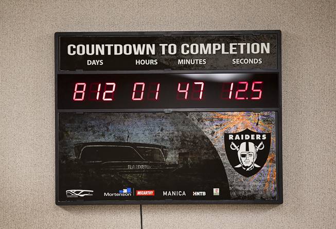A countdown clock hangs in a trailer at the Las ...