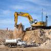 Work continues at the Las Vegas Raiders stadium construction site Friday, May 11, 2018.