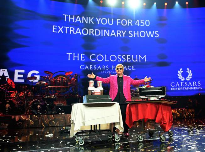 Elton John says farewell to the Colosseum on May 17, 2018.