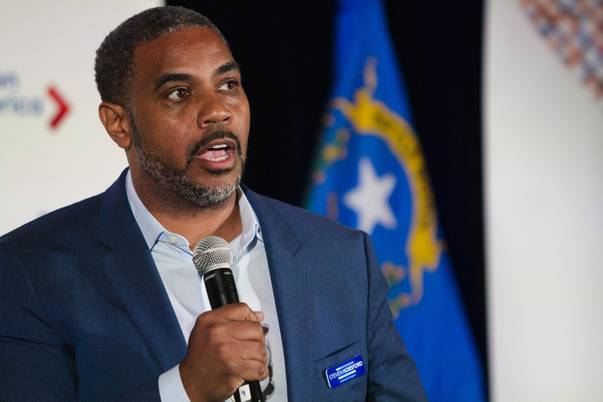 Congressional District 4 Democratic candidate Steven Horsford speaks during the Keeping Up with the Candidates panel hosted by NextGen America at Three Square in Las Vegas on Tuesday, May 22, 2018.