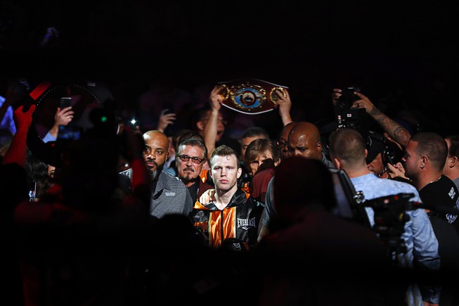 Jeff Horn, of Australia, is seen and he prepares to ...