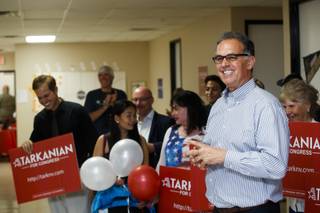 Congressional candidate Danny Tarkanian speaks to his supporters during his primary election night party, Tuesday, June 12, 2018.