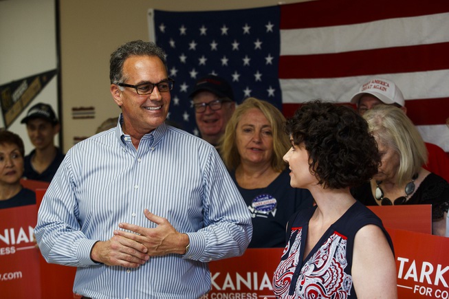Congressional candidate Danny Tarkanian stands alongside his wife Amy Hanson ...