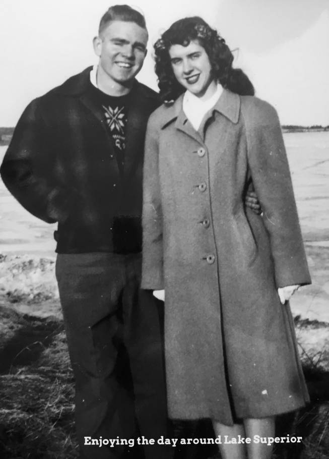 Jim Ekstrom, left, and Joyce Ekstrom, right, during a date at Lake Superior Minnesota. They'll be celebrating their 70th anniversary on June 19.