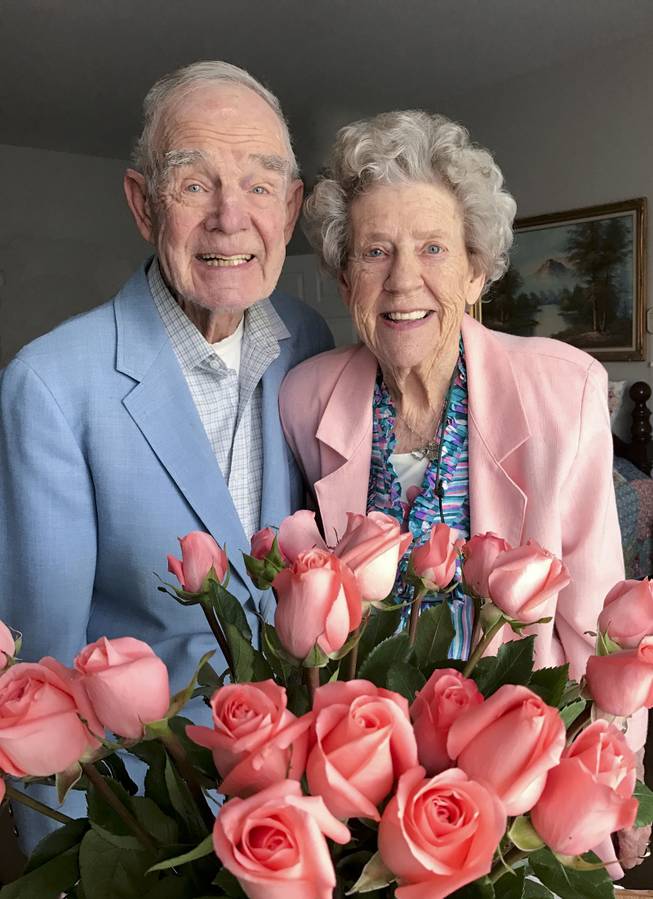 Jim and Joyce Ekstrom pose for a photo.  They'll be celebrating their 70th anniversary on June 19.