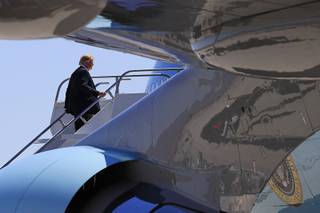 President Donald Trump boards Air Force One at McCarran International Airport in Las Vegas, Nv., Saturday, June 23, 2018.