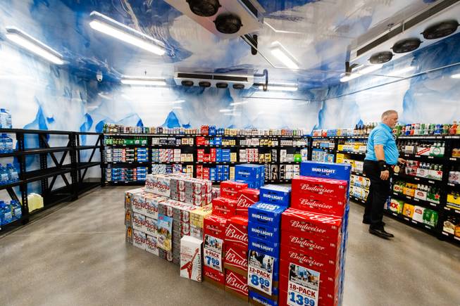 "The Largest Beer Cave in Nevada" is seen inside Terrible's Road House, the world's largest Chevron gas station, in Jean, NV, Friday, July 6, 2018.