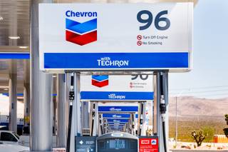 Pump number 96 is seen outside of Terrible's Road House, the world's largest Chevron gas station, in Jean, NV, Friday, July 6, 2018., 2018.