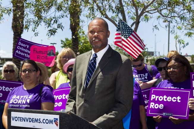 Senator Aaron D. Ford, speaks during a NARAL Pro-choice Organization press conference held outside Dean Heller's office building in response to President Trump's SCOTUS nominee announcement, Tuesday, July 10, 2018.