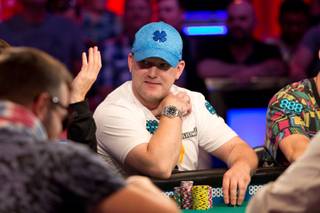 Nic Manion competes for a seat at the final table of 9 and a shot at the $8.8 million prize at the 2018 WSOP Main Event, at the Rio All-Suite Hotel and Casino, Wed. July 11, 2018.
