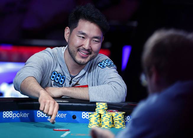 John Cynn places a bet during the World Series of Poker Main Event at the Rio Saturday, July 14, 2018.