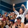 Photo: A woman shows her disapproval at the mention of Re