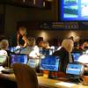 In this Thursday, June 14, 2018, file photo, bettors wait to make wagers on sporting events at the Borgata casino in Atlantic City, N.J., hours after it began accepting sports bets. New Jersey regulators have received five additional applications from gambling companies seeking to start offering sports betting before football season starts in September. 