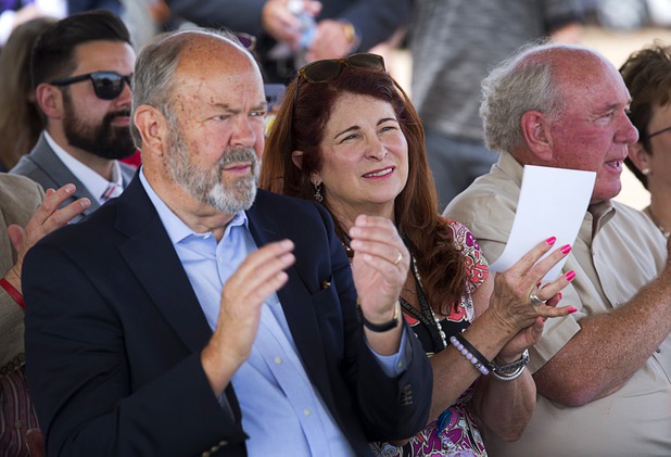 Henderson Councilman John Marz and Henderson Mayor Debra March attend a groundbreaking ceremony for the first innovation building in the Harry Reid Research & Technology Park (UNLV Tech Park) on West Sunset Road near Durango Drive Tuesday, July 17, 2018.