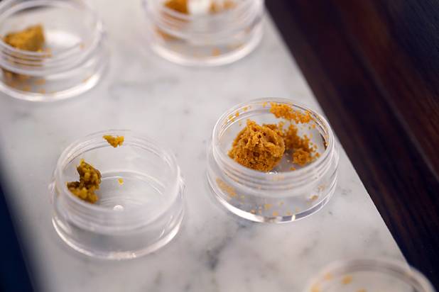 Marijuana concentrates are displayed during the grand opening of a MedMen marijuana dispensary, 823 S. 3rd St., in downtown Las Vegas Wednesday, July 18, 2018.
