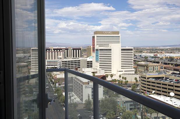 Downtown Las Vegas is viewed from a remodeled condo on the 17th floor of the Ogden Tuesday, Aug. 21, 2018.