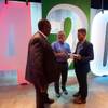 Las Vegas City Councilman Cedric Crear, left, State Sen. Tick Segerblom, center, Democratic candidate for District E county commissioner, and Cannabition founder JJ Walker, chat in the Cannabition Cannabis Museum, under construction at Neonopolis, in downtown Las Vegas Thursday, Aug. 30, 2018.