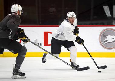 Golden Knights center Jonathan Marchessault (81) practices with the team at the City National Arena in Summerlin Wednesday, Sept. 5, 2018.