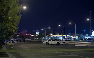 The scene of a fatal auto-pedestrian accident on Las Vegas Boulevard South near Silverado Ranch Boulevard Thursday, Sept. 6, 2018. Two people died after they were struck by a car near the South Point.