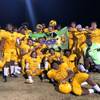 The Bonanza High football team celebrates after its 20-13 win over Spring Valley in the Banner Game, Friday, Sept. 7, 2018.