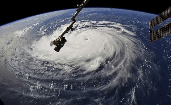 This photo provided by NASA shows Hurricane Florence from the ...