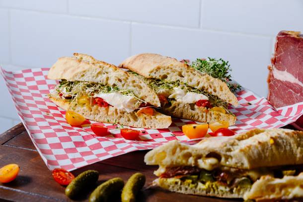 The Ciabatta Caprese sandwich at La Cantine