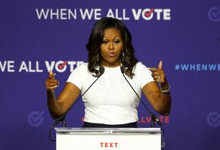 Former First Lady Michelle Obama speaks during a 