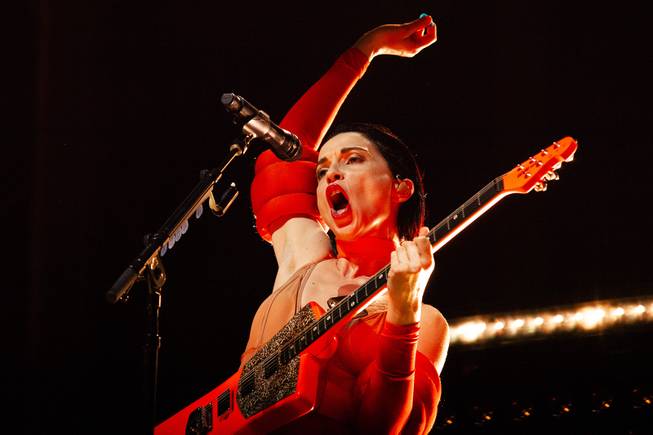 St. Vincent performs during the second day of the Life is Beautiful music festival in downtown Las Vegas, Saturday, Sept. 22, 2018.