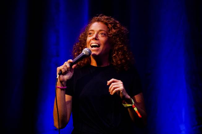 Comedian Michelle Wolf performs during the second day of the Life is Beautiful music festival in downtown Las Vegas, Saturday, Sept. 22, 2018.