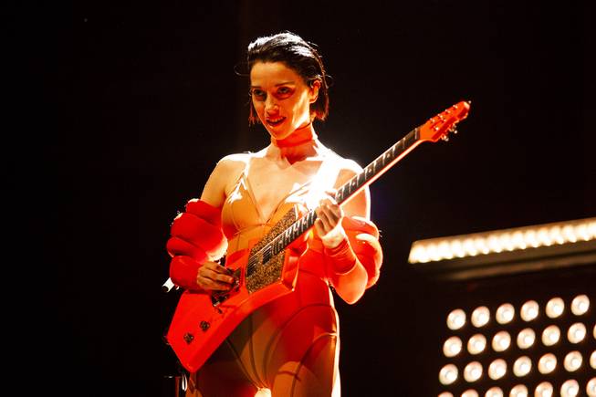 St. Vincent performs during the second day of the Life is Beautiful music festival in downtown Las Vegas, Saturday, Sept. 22, 2018.
