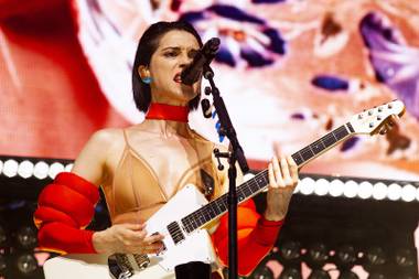 St. Vincent performs during the second day of the Life Is Beautiful festival in Downtown Las Vegas on September 22, 2018.