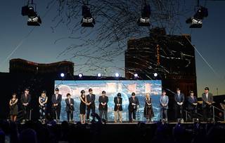 Streamers fly during a groundbreaking ceremony for the MSG Sphere at the Venetian by Koval Lane and Sands Avenue Thursday, Sept. 27, 2018. From left: Chris Giunchigliani, David Dibble, Jayne McGivern, Andy Lustgarten, Irving Azoff, Lauralyn McCarthy, Gov. Brian Sandoval, James Dolan, Charles Dolan, Sheldon Adelson, Miriam Adelson, Rob Goldstein, Patrick Dumont, George Markantonis, and Steve Sisolak.
