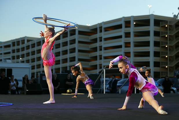 Gymnasts with the Nevada Rhythmic Academy provide entertainment during a groundbreaking ceremony for the MSG Sphere at the Venetian by Koval Lane and Sands Avenue Thursday, Sept. 27, 2018. The new venue is expected to be completed in fiscal 2021 (July 1, 2020-June 30, 2021). 