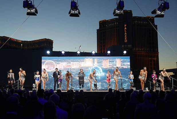 Radio City Rockettes bring out shovels during a groundbreaking ceremony for the MSG Sphere at the Venetian by Koval Lane and Sands Avenue Thursday, Sept. 27, 2018. The new venue is expected to be completed in fiscal 2021 (July 1, 2020-June 30, 2021). 