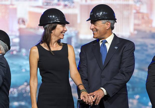 Lauralyn McCarthy and her husband Governor Brian Sandoval take part in a groundbreaking ceremony for the MSG Sphere at the Venetian by Koval Lane and Sands Avenue Thursday, Sept. 27, 2018. The new venue is expected to be completed in fiscal 2021 (July 1, 2020-June 30, 2021). 