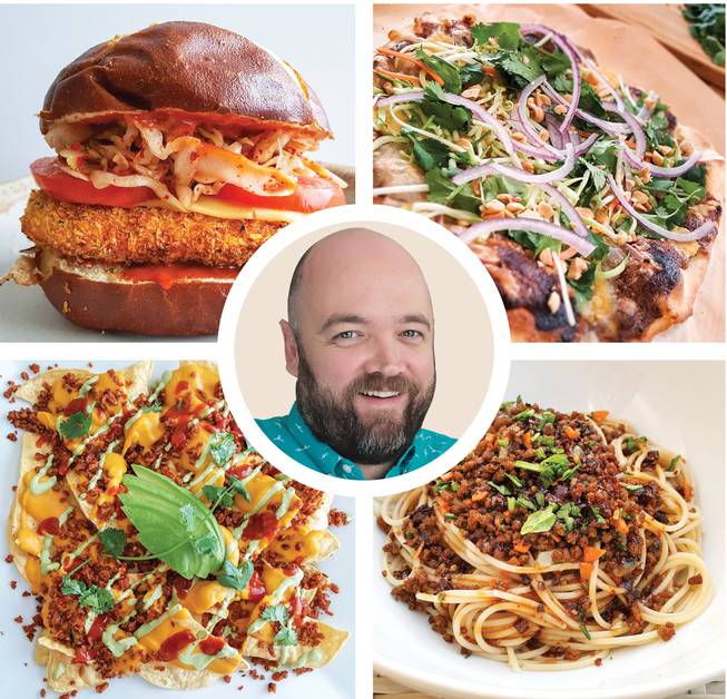 Michael Monson creates vegetarian dishes and demonstrates how to make them online.
