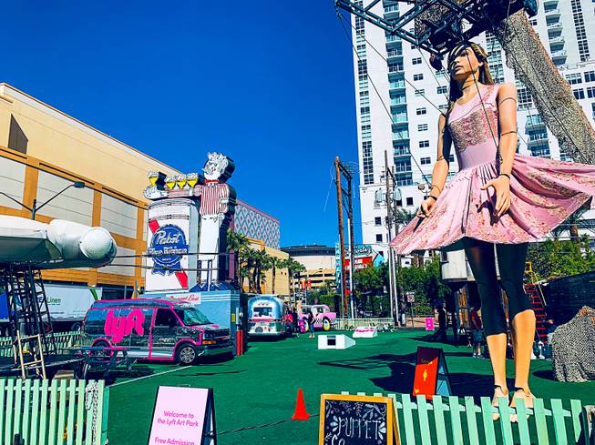 The Lyft Art Park, on the northeast corner of Fremont Street and Las Vegas Boulevard, was created to simplify hailing a ride downtown.