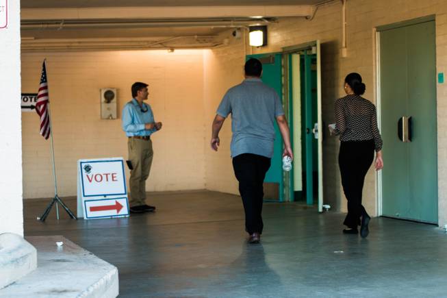Clark County voters cast their ballots at Wasden Elementary School, 2831 Palomino Lane, near Alta Drive and Rancho Drive, during midterm elections Nov. 6, 2018.