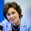 Sen. Jacky Rosen, D-Nev., listens to a question during a news conference at the Nevada State Democratic Party headquarters in Las Vegas Friday, Nov. 9, 2018.