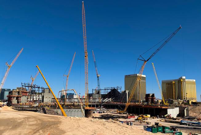 Construction on the Las Vegas stadium continues on Monday, Nov. 5, 2018.