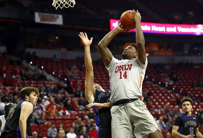 UNLV Rebels forward Tervell Beck (14) drives to the basket during a game against UC Riverside at the Thomas & Mack Center Tuesday, Nov. 13, 2018.