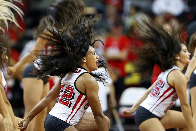 Rebel Girls perform during a UNLV game against UC Riverside at the Thomas & Mack Center Tuesday, Nov. 13, 2018.