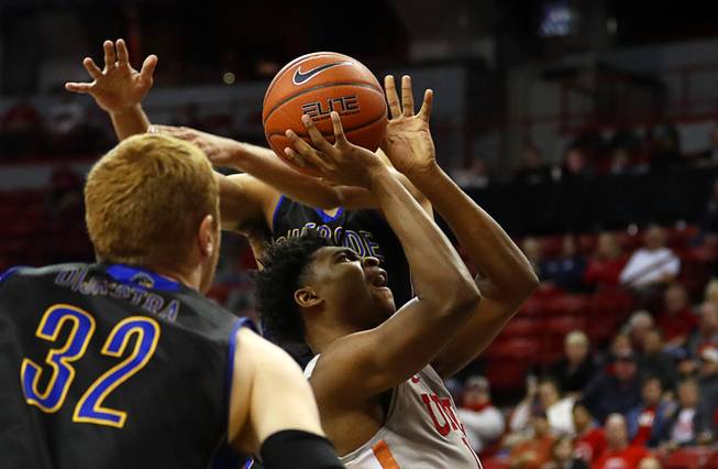 UNLV Rebels guard Bryce Hamilton (13) puts up the ball during a game against UC Riverside at the Thomas & Mack Center Tuesday, Nov. 13, 2018.