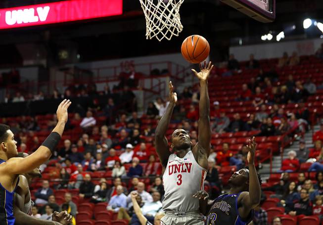 UNLV Rebels guard Amauri Hardy (3) lays up the ball during a game against UC Riverside at the Thomas & Mack Center Tuesday, Nov. 13, 2018.